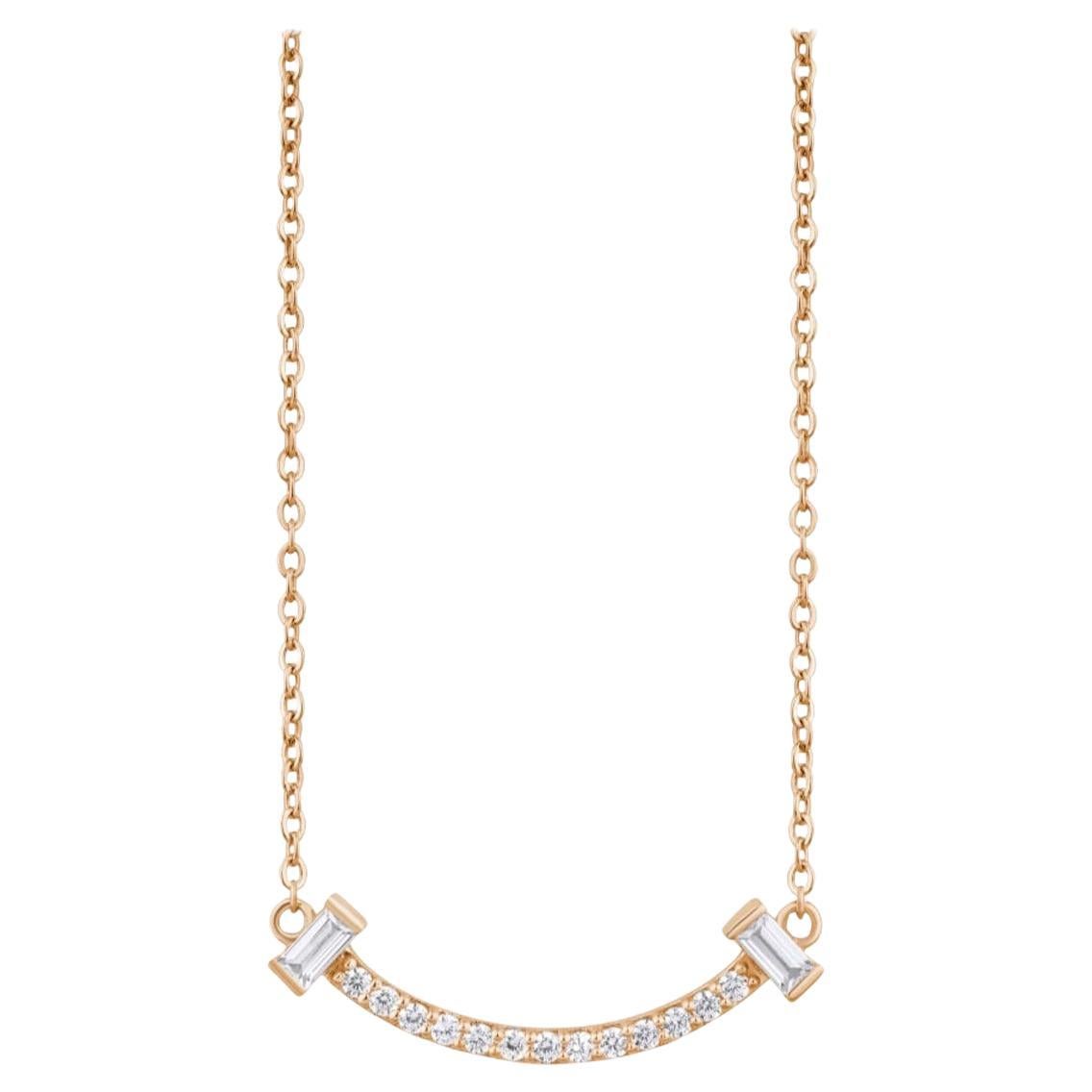 Curved Line Moissanite Necklace 925 Sterling Silver Necklace Unique Gift For Her