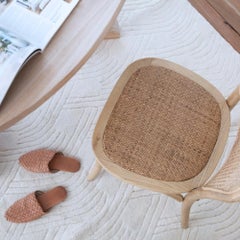 Curved Line Pattern Customizable Voyage Weave Rug in Cream Small