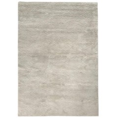 Curved Line Pattern Customizable Voyage Weave Rug in Dove Extra Large