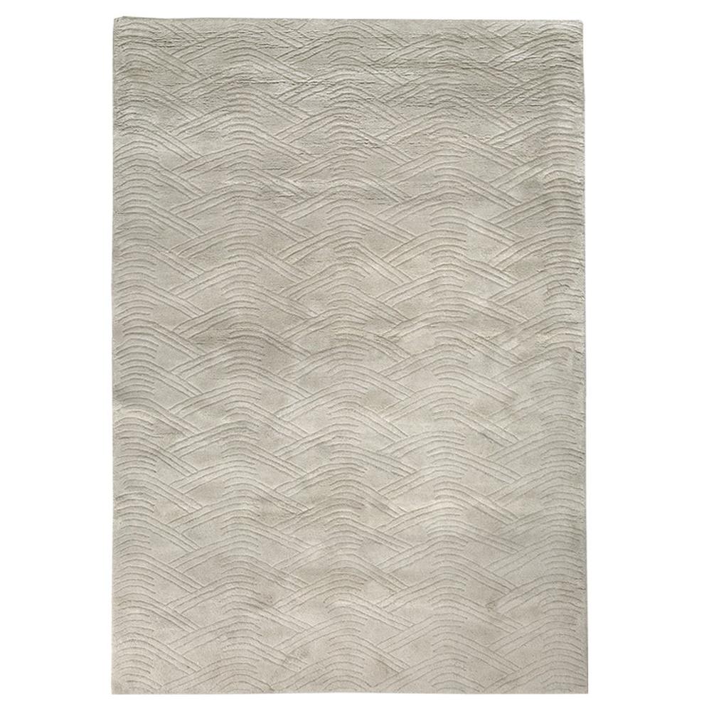 Curved Line Pattern Customizable Voyage Weave Rug in Dove Large