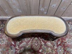 Curved Louis XV style piano bench upholstered