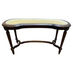 Curved Louis XV style piano bench upholstered