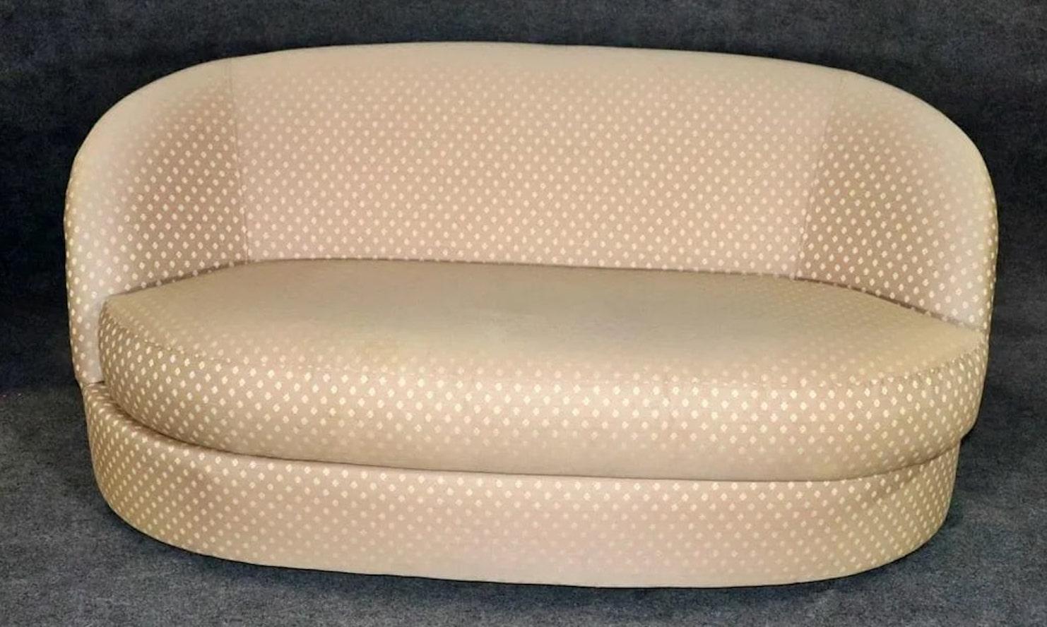 Mid-Century Modern Curved Loveseat For Sale