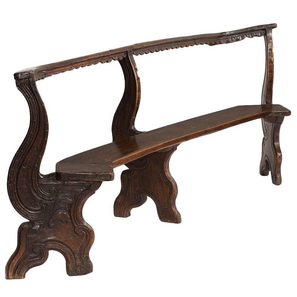 Curved Mahogany Bench, Italy, circa 1800
