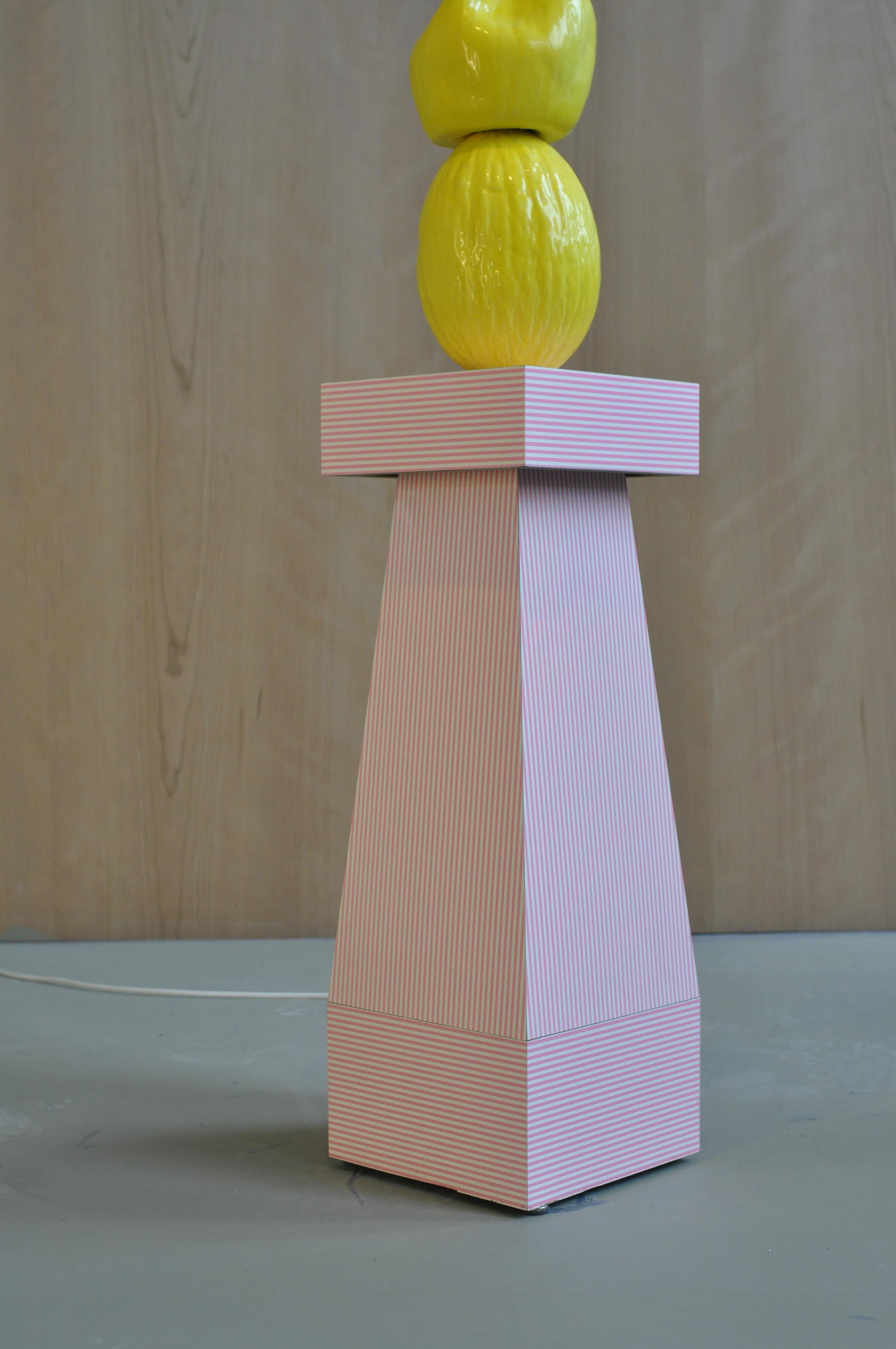 Contemporary Curved Melon TOTEM Large, REM Atelier, Ceramic Lamp For Sale