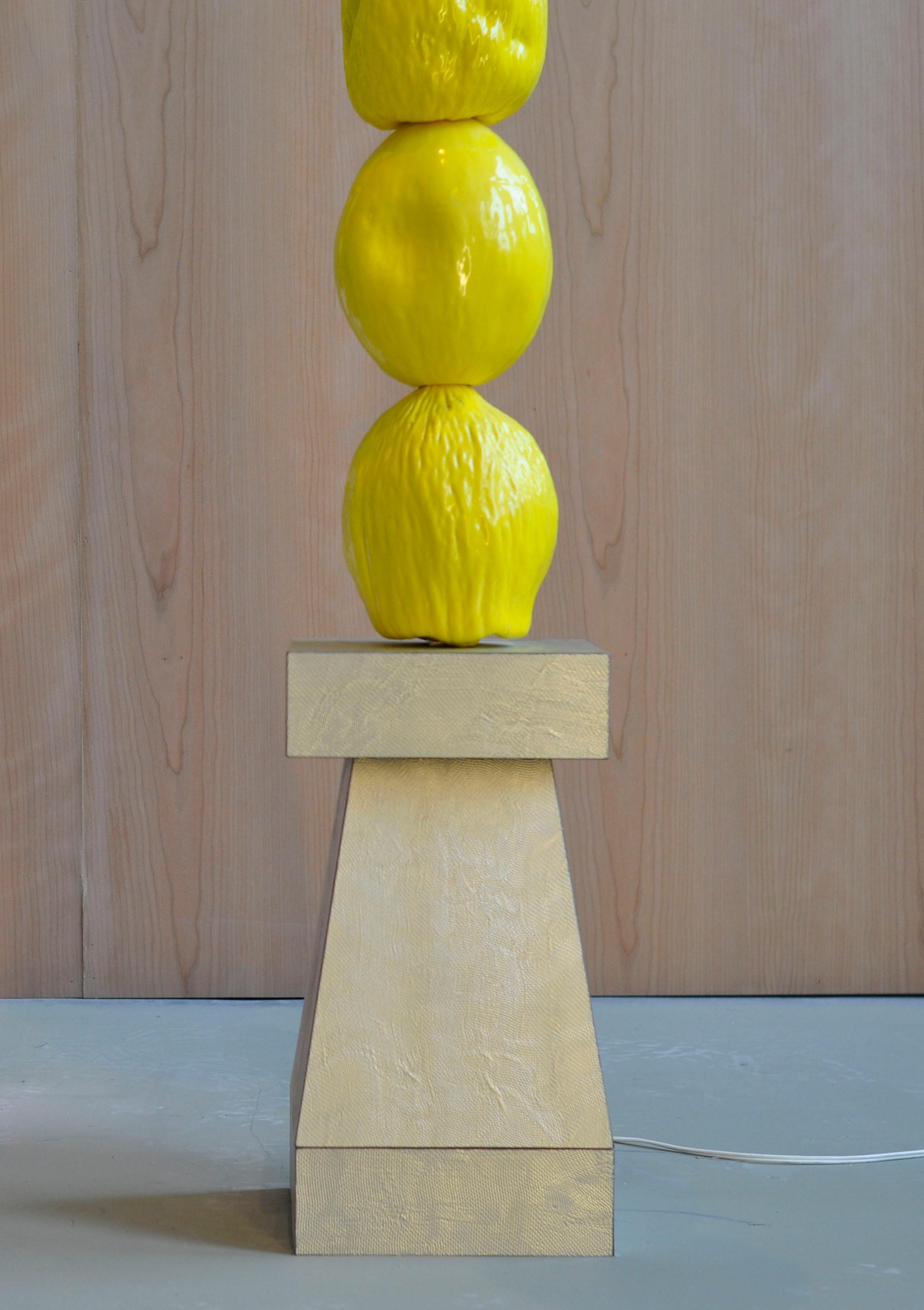 Glazed Curved Melon TOTEM Medium, REM Atelier, Ceramic Lamp For Sale