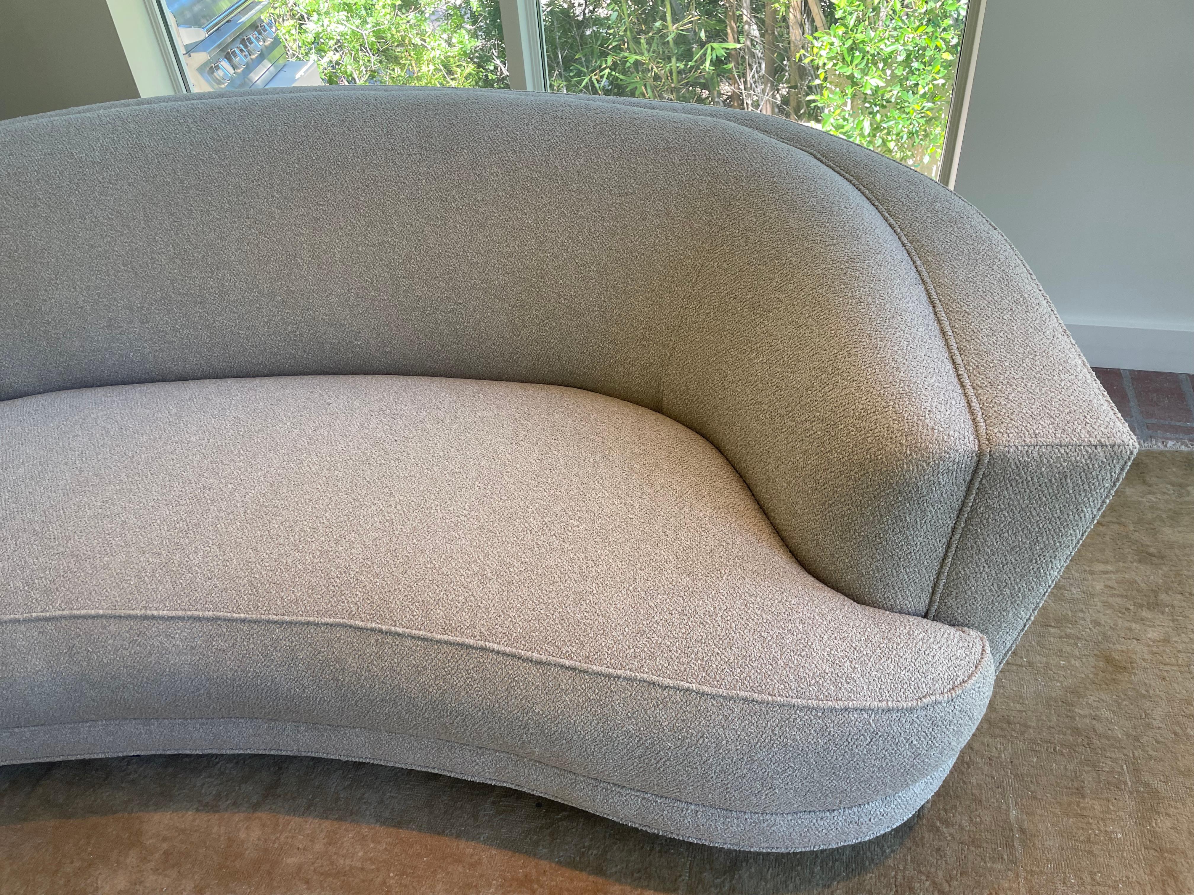 Mid-20th Century Curved mid-century sofa in new, neutral boucle  For Sale
