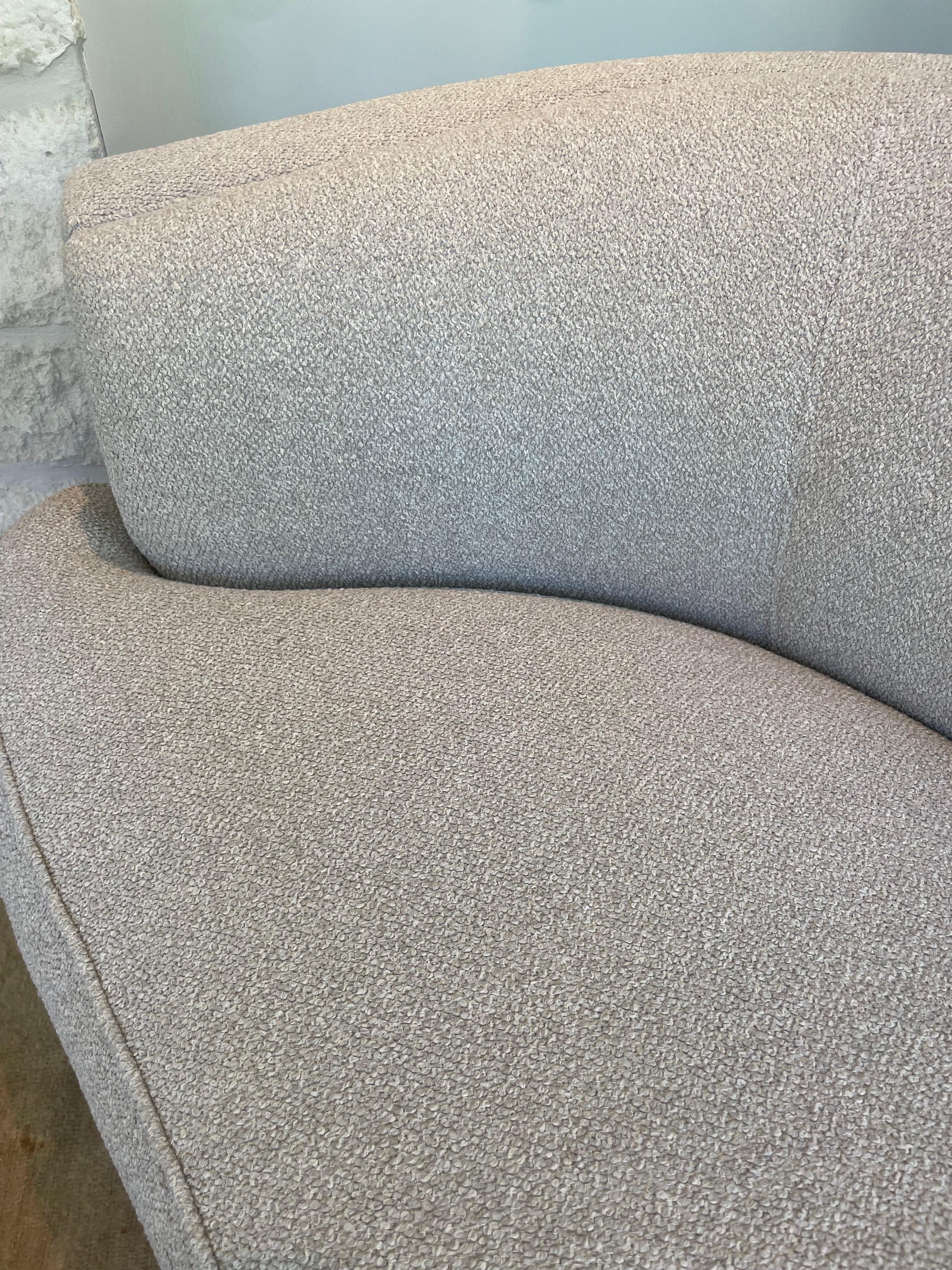 Bouclé Curved mid-century sofa in new, neutral boucle  For Sale