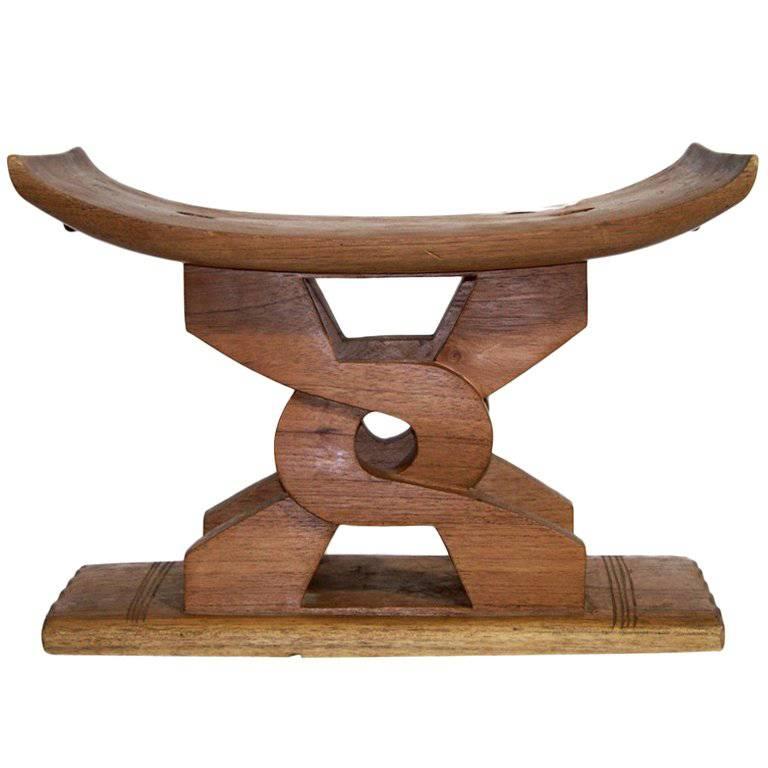 Curved Midcentury Carved Stool