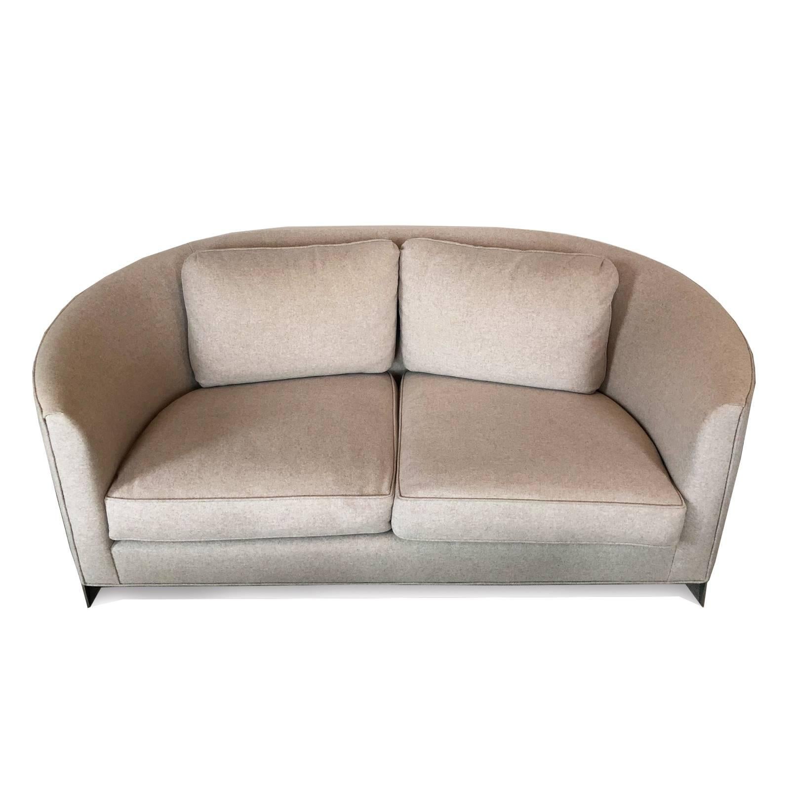 American Curved Milo Baughman Style Sofa  For Sale