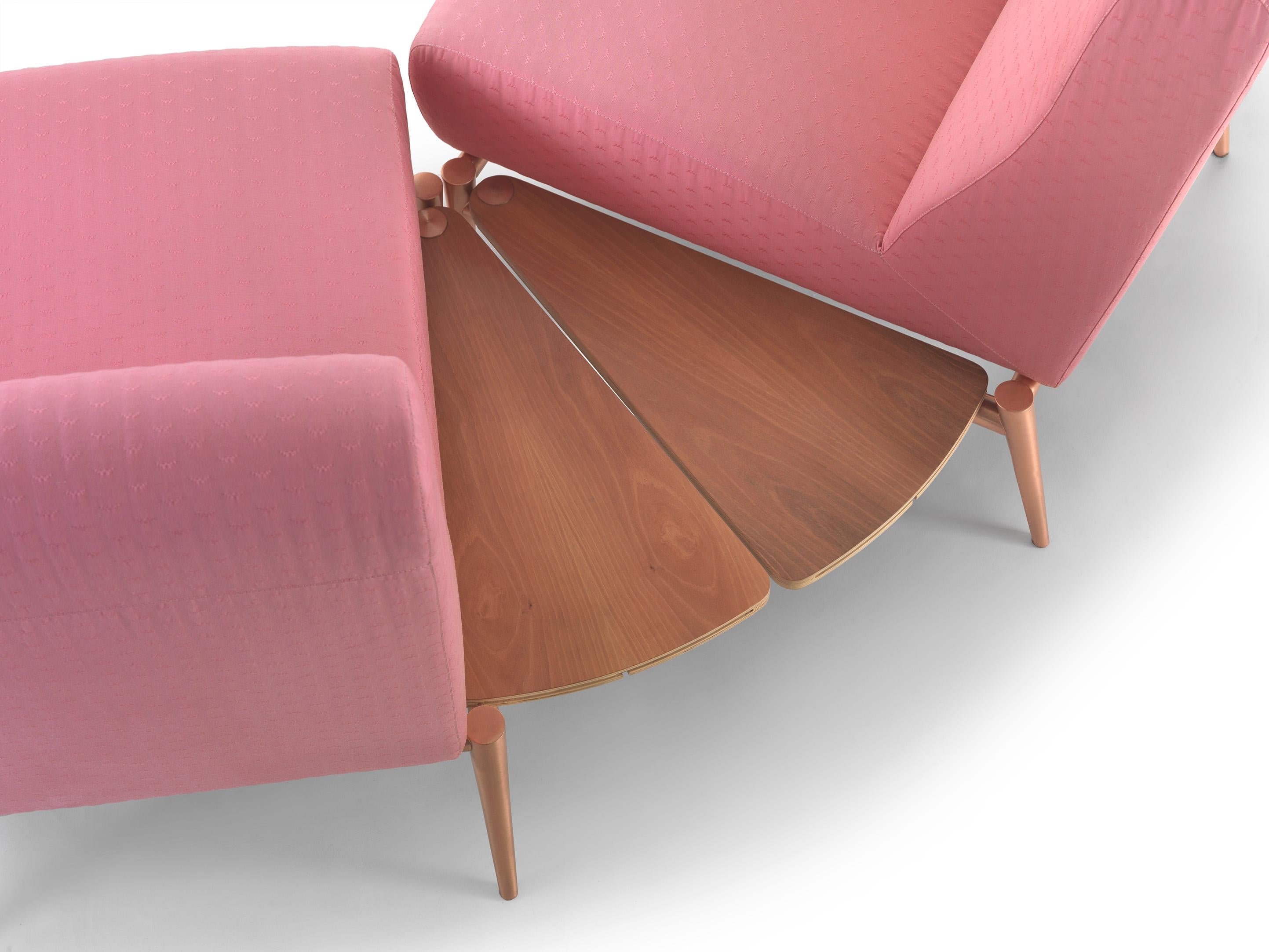 Copper Curved modular Flabello sofa, design by Ugo La Pietra, 1986 For Sale