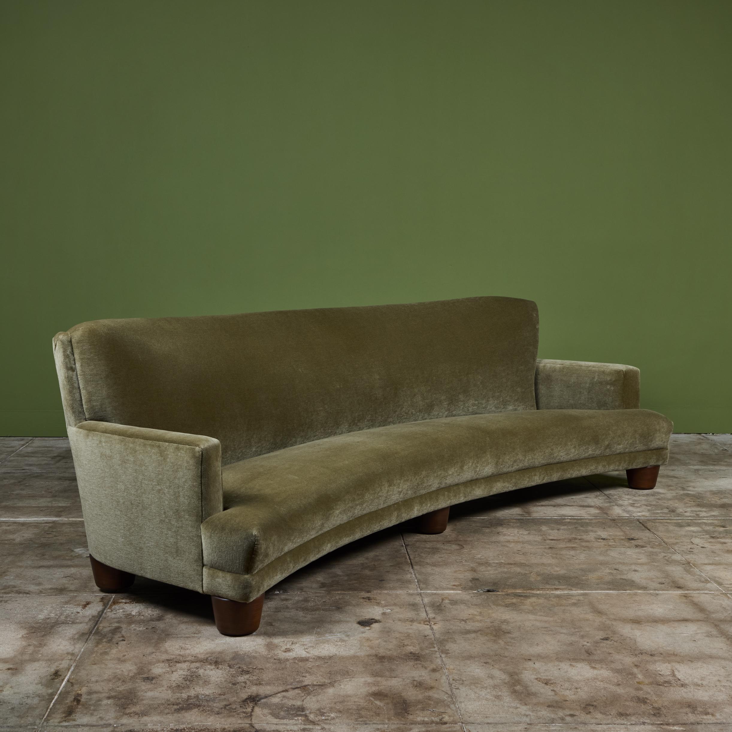 American Curved Mohair Velvet Sofa
