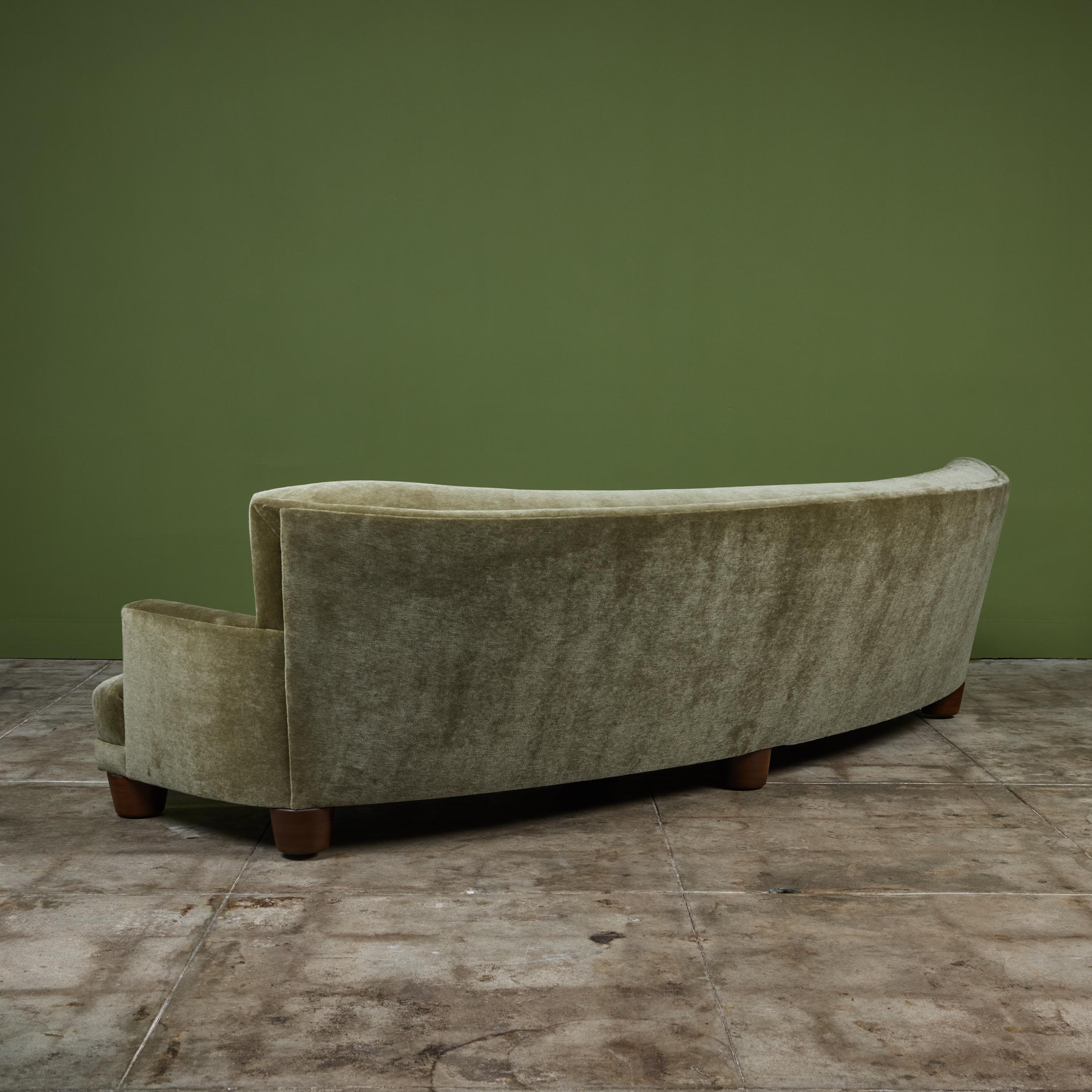 20th Century Curved Mohair Velvet Sofa