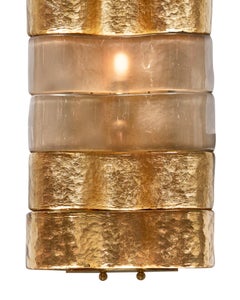 Curved Murano Glass Gold and Smoked Sconces