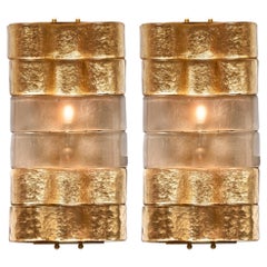 Curved Murano Glass Gold and Smoked Sconces