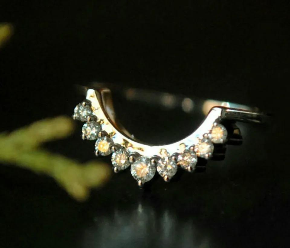 Curved Natural Diamond Ring 14k Gold Wedding Band Halo Ring Enhancer Band Gift
Light weight can be worn everyday

Additional information:
Condition: New without tags: A brand-new, unused, and unworn item (including handmade items) that is not in