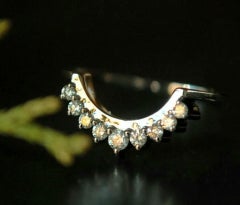 Curved Natural Diamond Halo Ring 14k Gold Enhancer Band