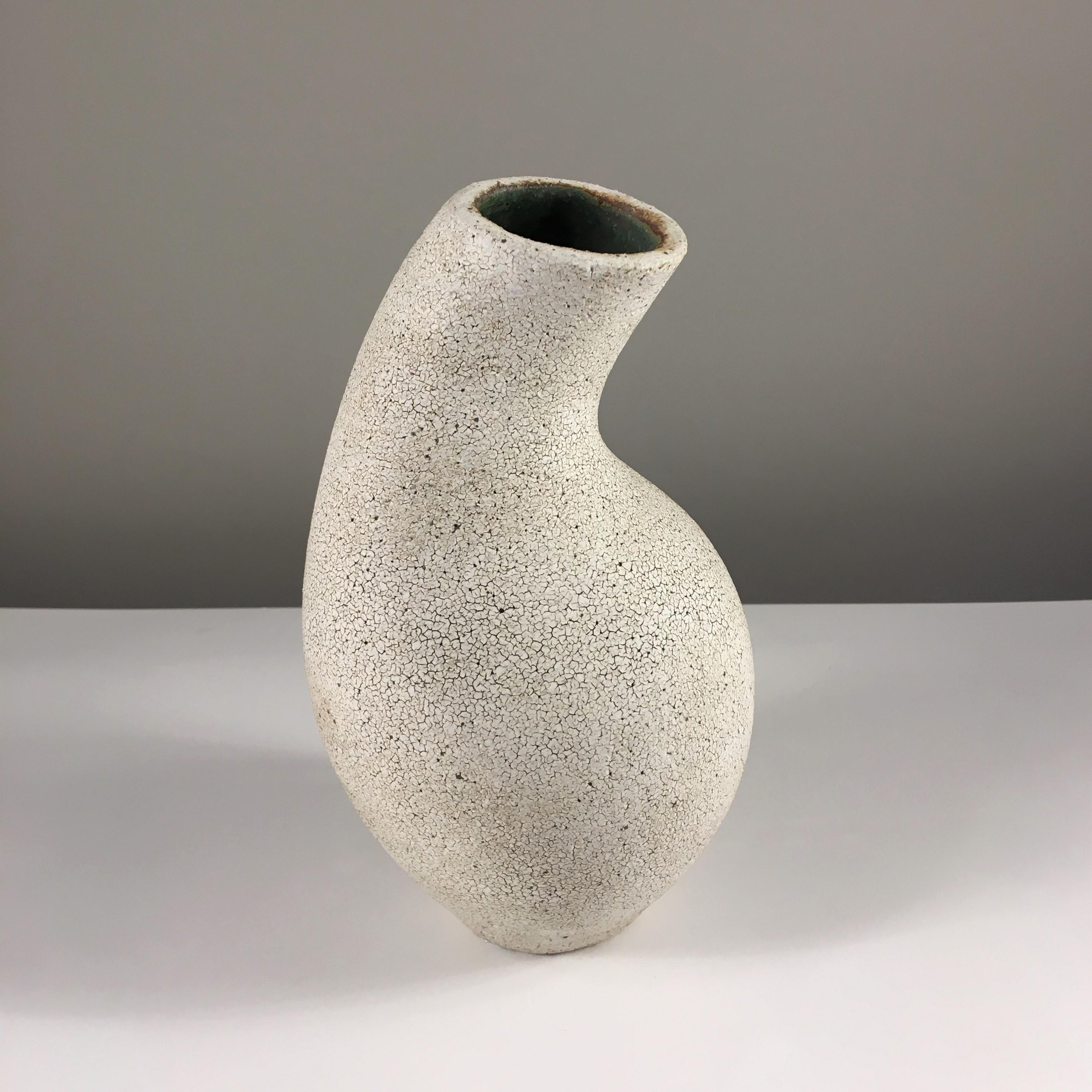 Organic Modern Curved Neck Ceramic Vase by Yumiko Kuga For Sale