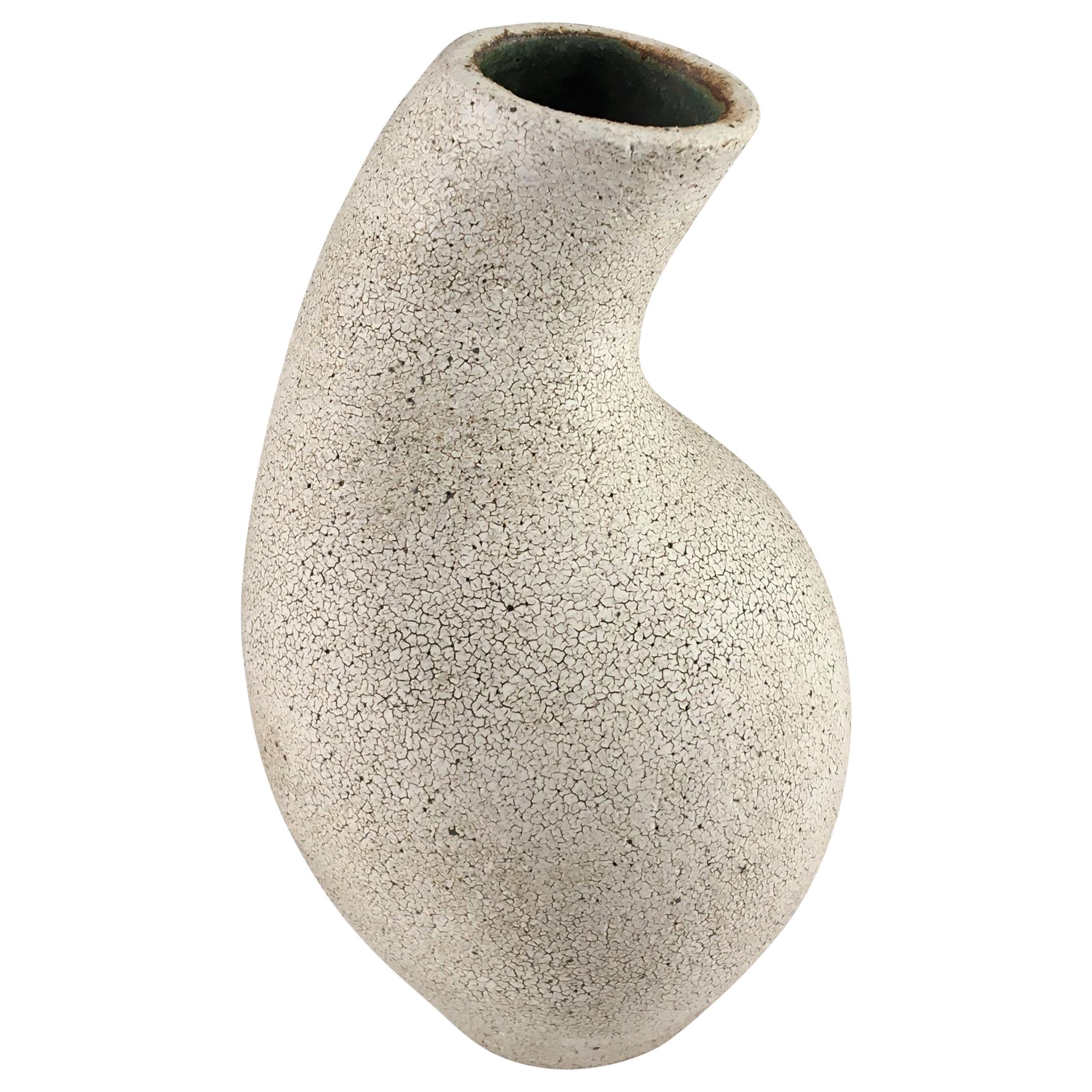 Curved Neck Ceramic Vase by Yumiko Kuga For Sale
