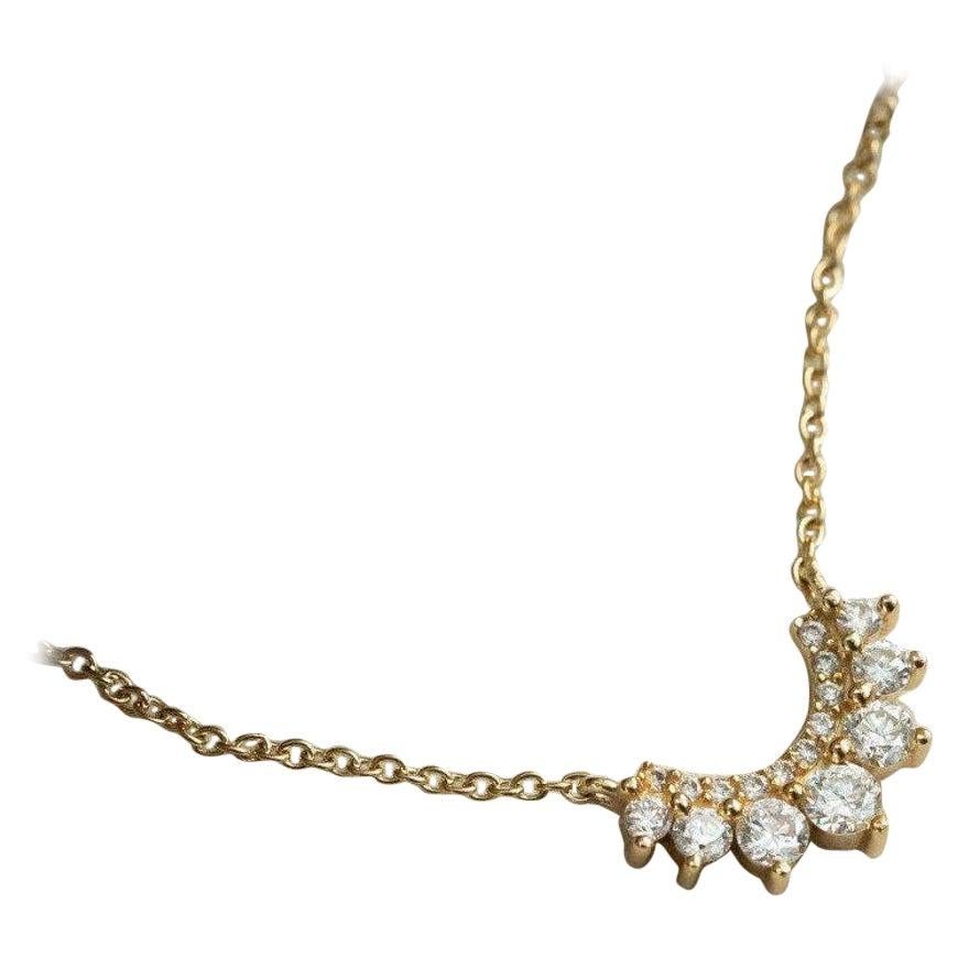 Curved Necklace Moissanite Pendant 925 Sterling Silver Wedding Jewelry Gift.