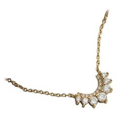 Curved Necklace Moissanite Pendant 925 Sterling Silver Wedding Jewelry Gift.