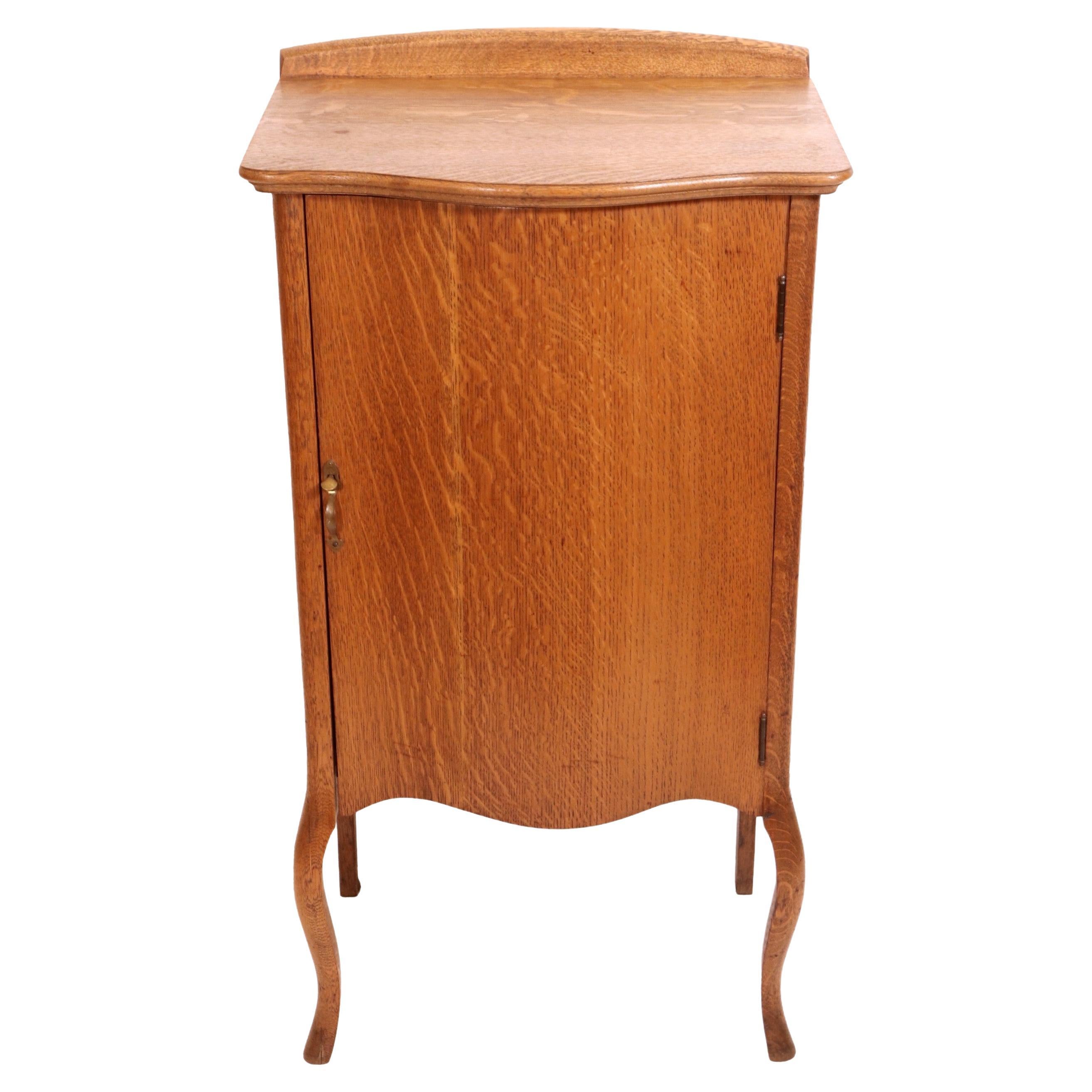Curved Oak Sheet Music Cabinet with Cabriole Legs