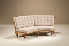 Curved Oak Sofa by Guillerme et Chambron, France 1960s