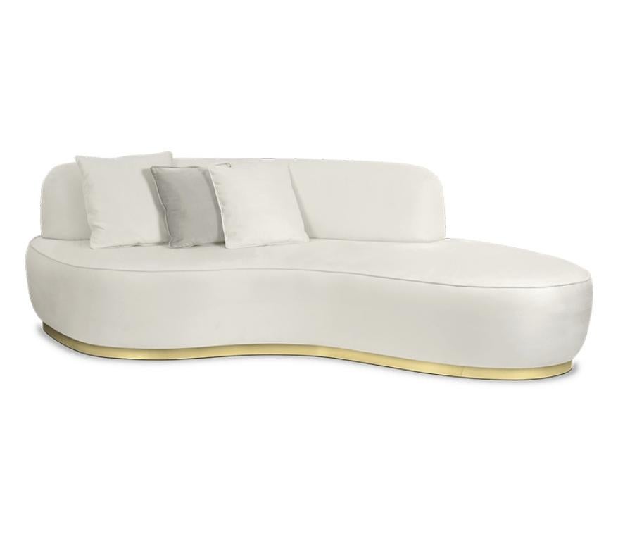 Odette Curved  Sofa in Fabric with Brass Details by Boca do Lobo For Sale