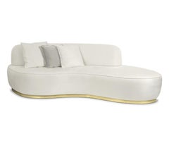 Odette Curved  Sofa in Fabric with Brass Details by Boca do Lobo