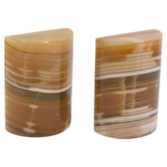 Vintage Curved Onyx Bookends