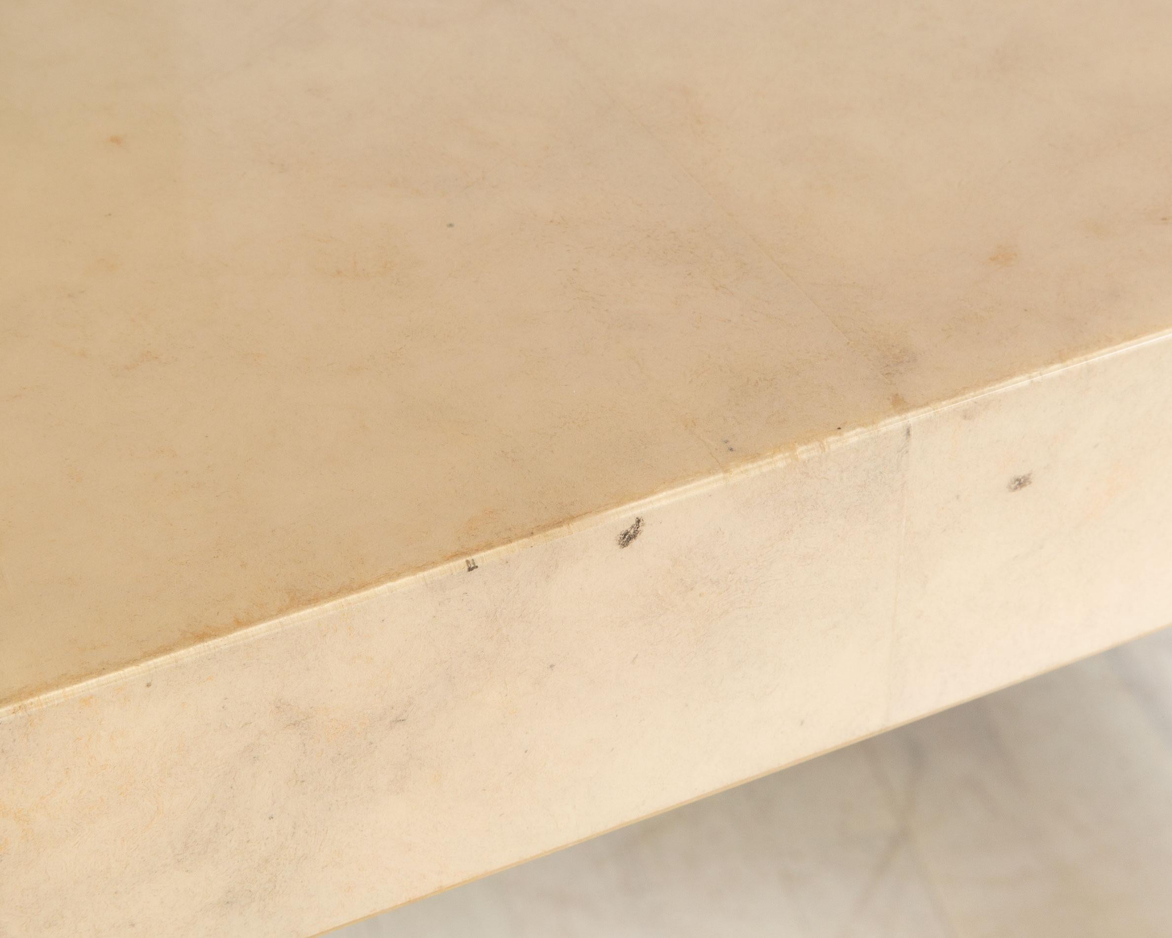 Organic Modern Curved Parchment Console Table