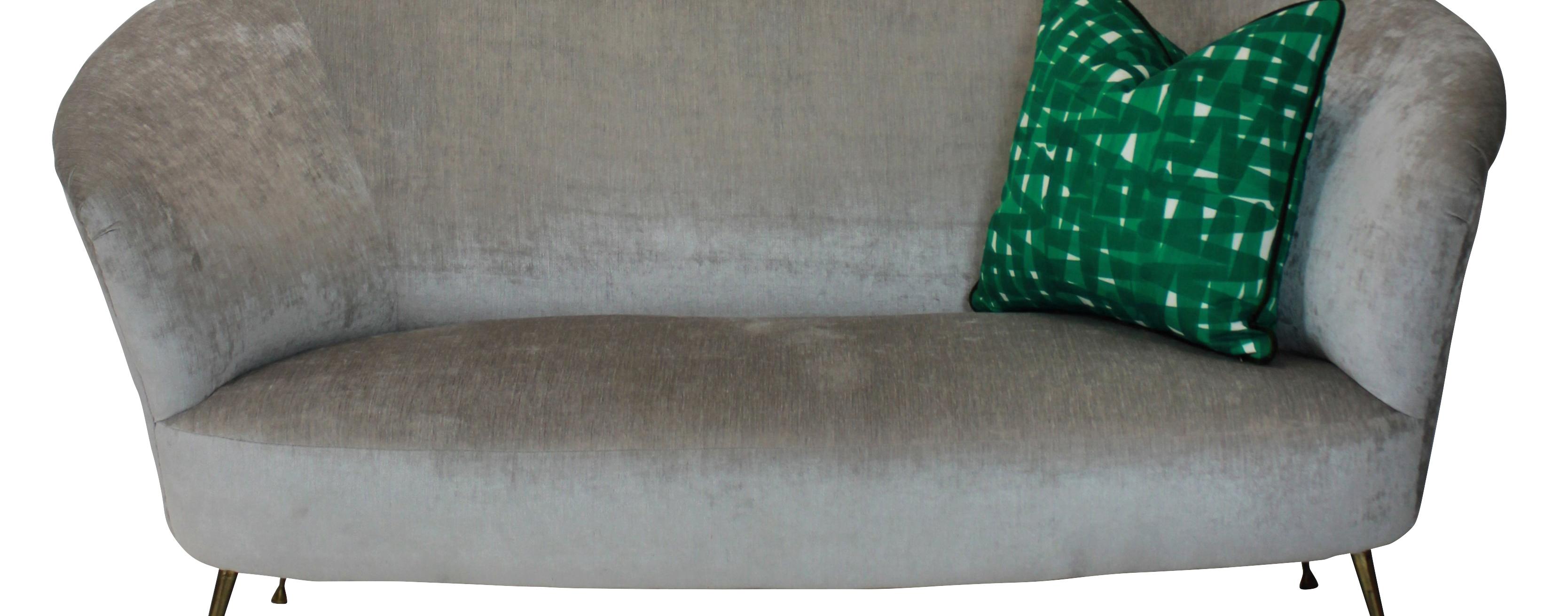 Mid-Century Modern Midcetury Curved Parisi Sofa On Brass Feet