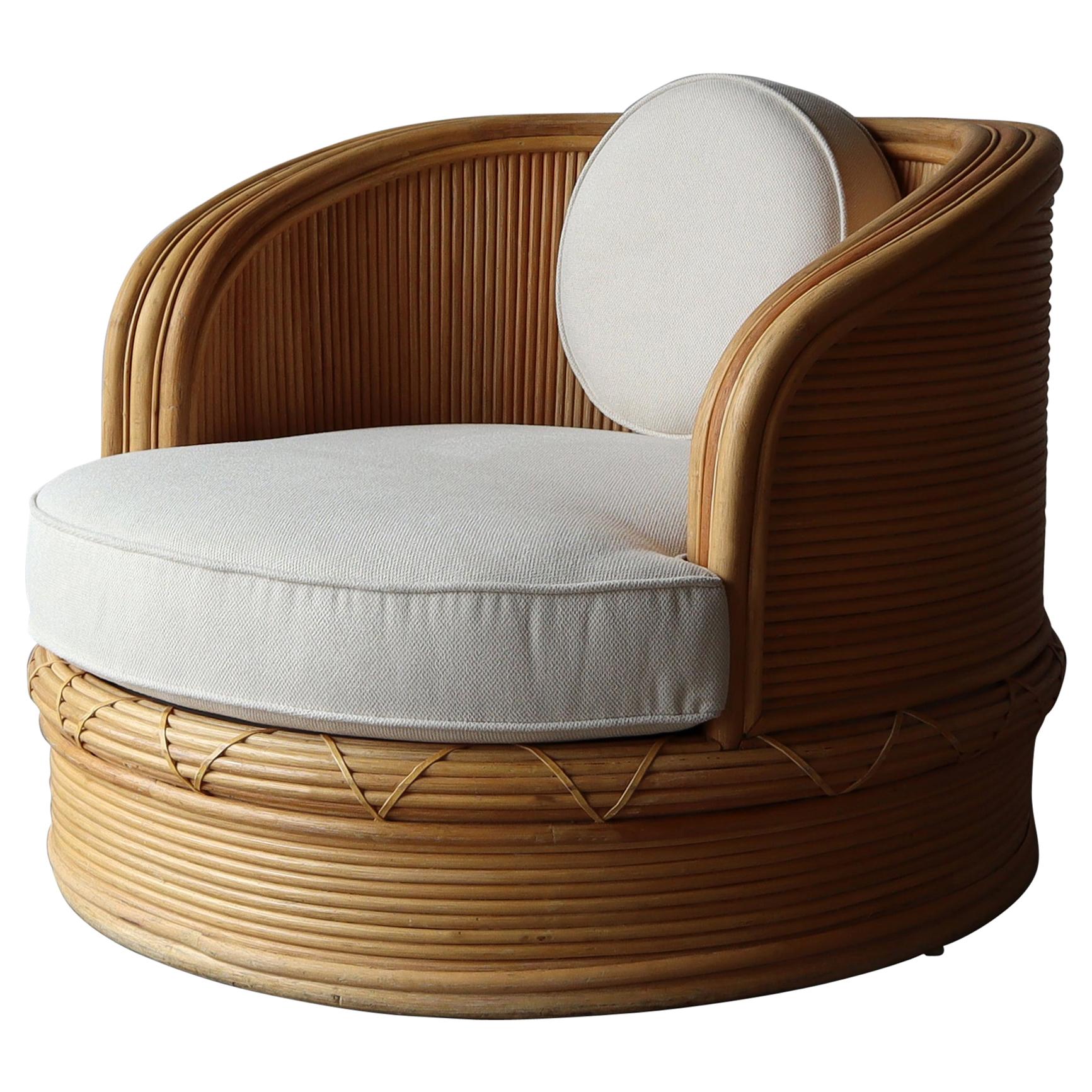 Curved Pencil Reed Bamboo Swivel Chair