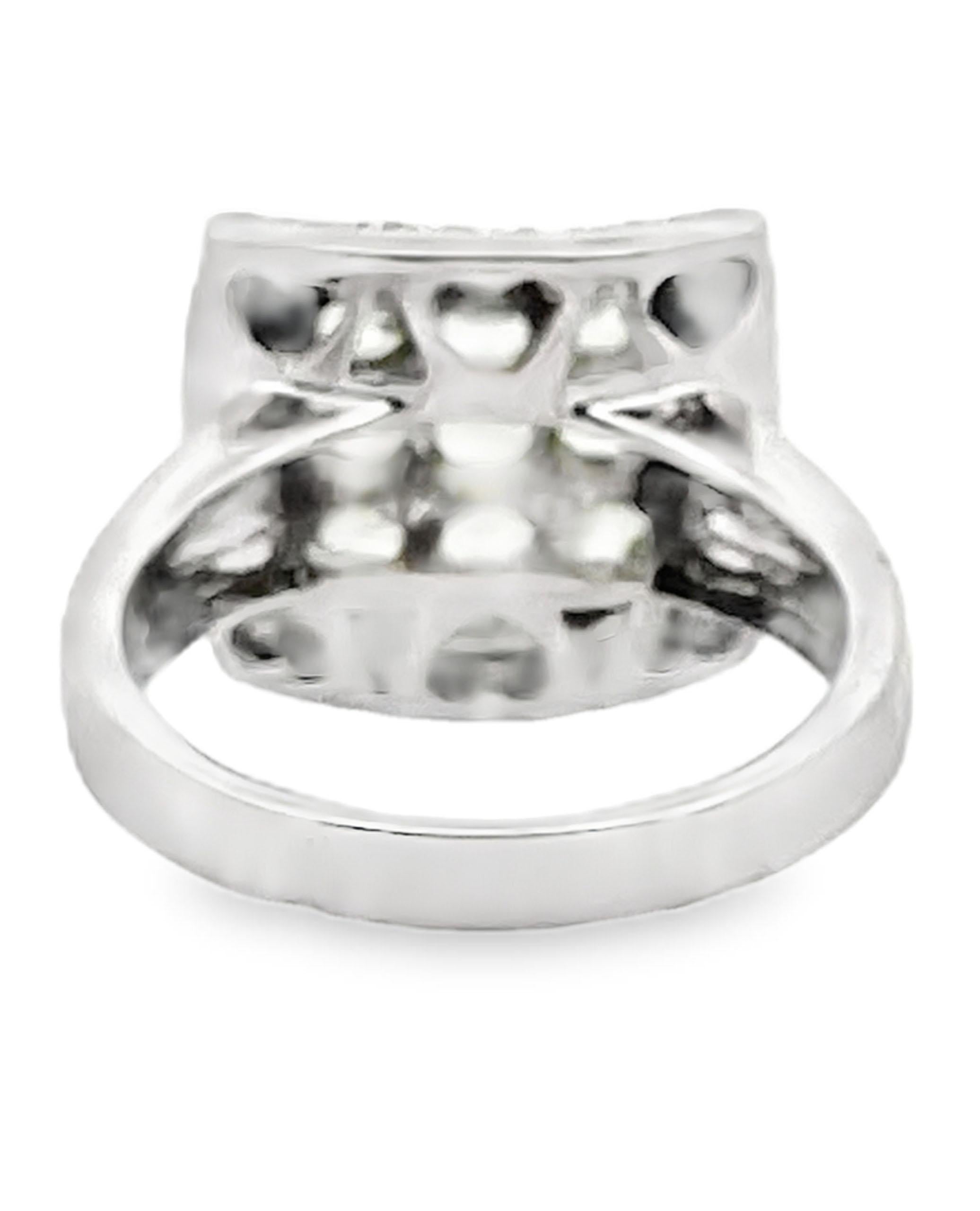 Round Cut Curved Peridot & Diamond Ring in 14K White Gold For Sale
