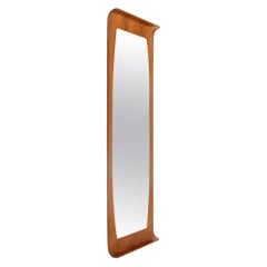 Curved Plywood Frame Teak Mirror, 1960s