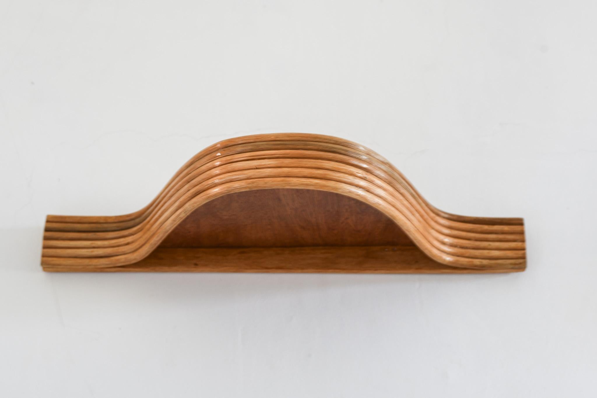 Contemporary Curved Rattan Shelf For Sale