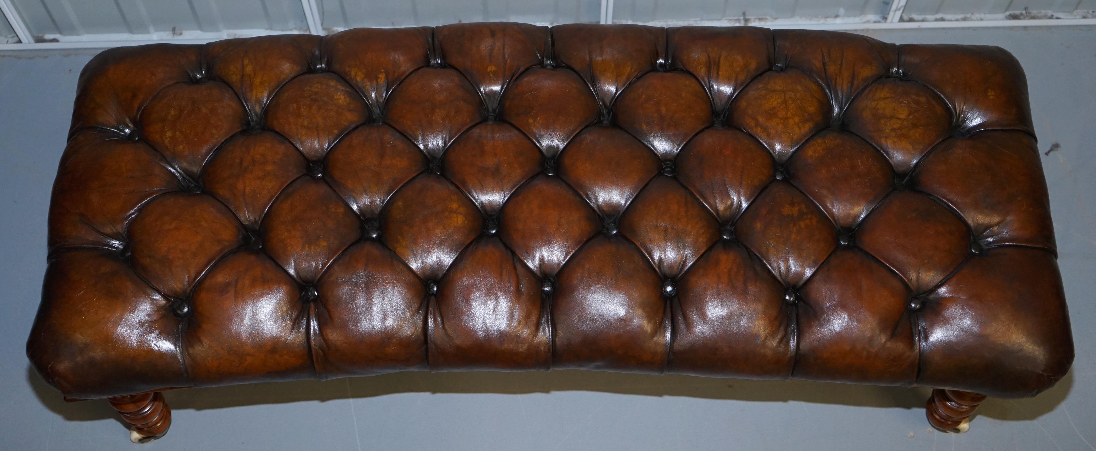 brown leather bench