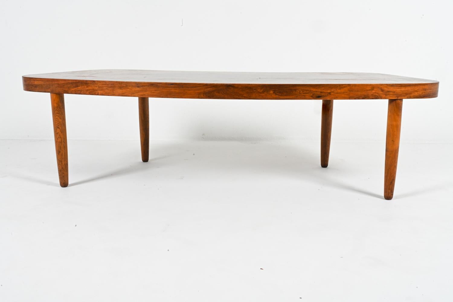 Mid-Century Modern Curved Rosewood Coffee Table, Denmark 1960s For Sale