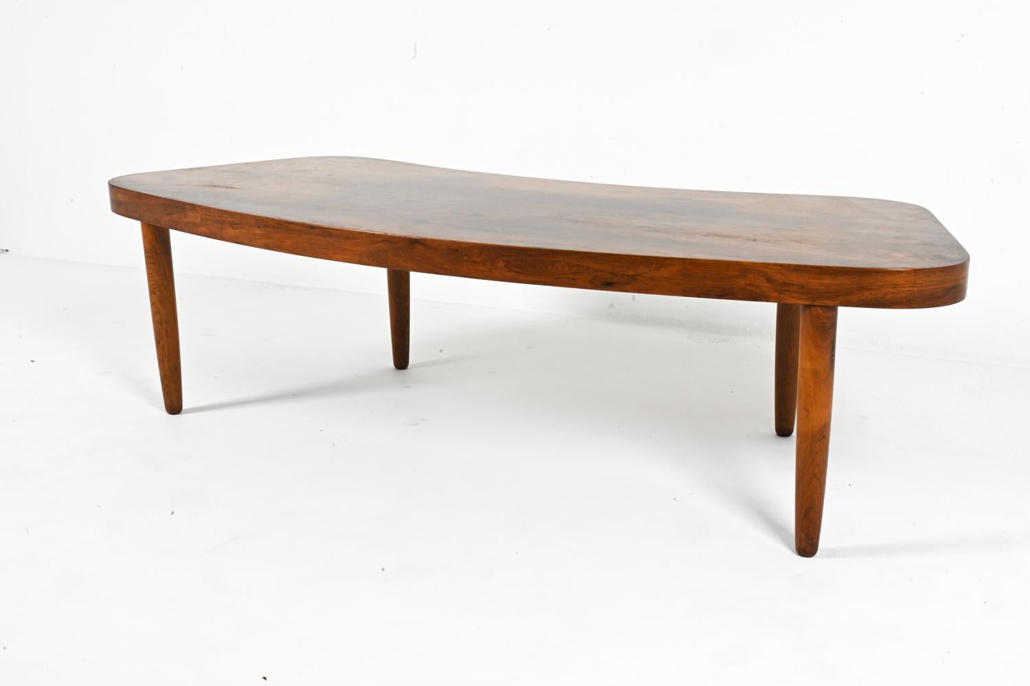 Danish Curved Rosewood Coffee Table, Denmark 1960s For Sale
