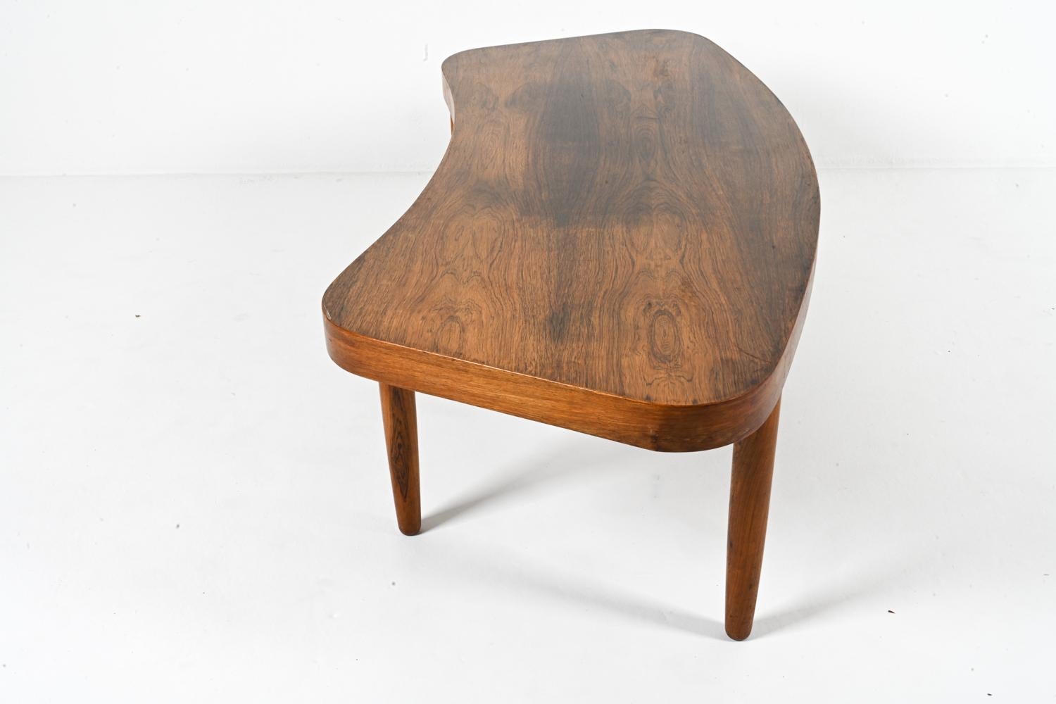 Wood Curved Rosewood Coffee Table, Denmark 1960s For Sale
