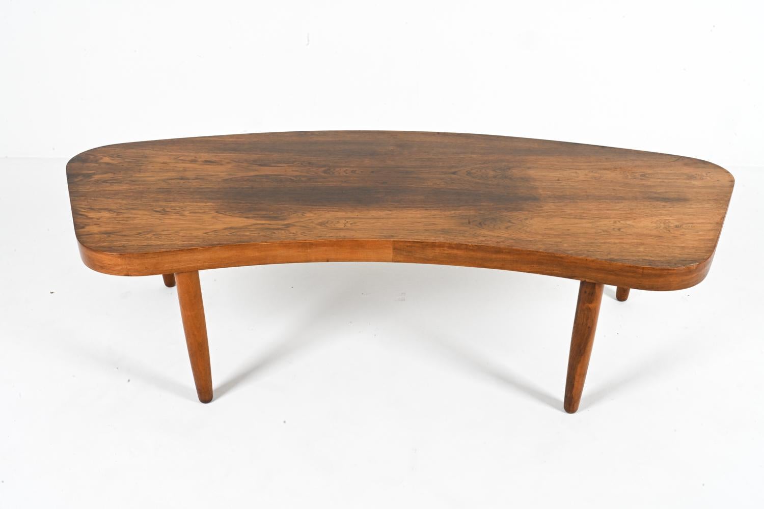 Curved Rosewood Coffee Table, Denmark 1960s For Sale 2