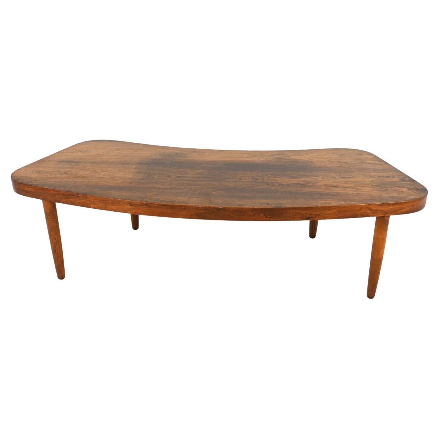 Curved Rosewood Coffee Table, Denmark 1960s For Sale