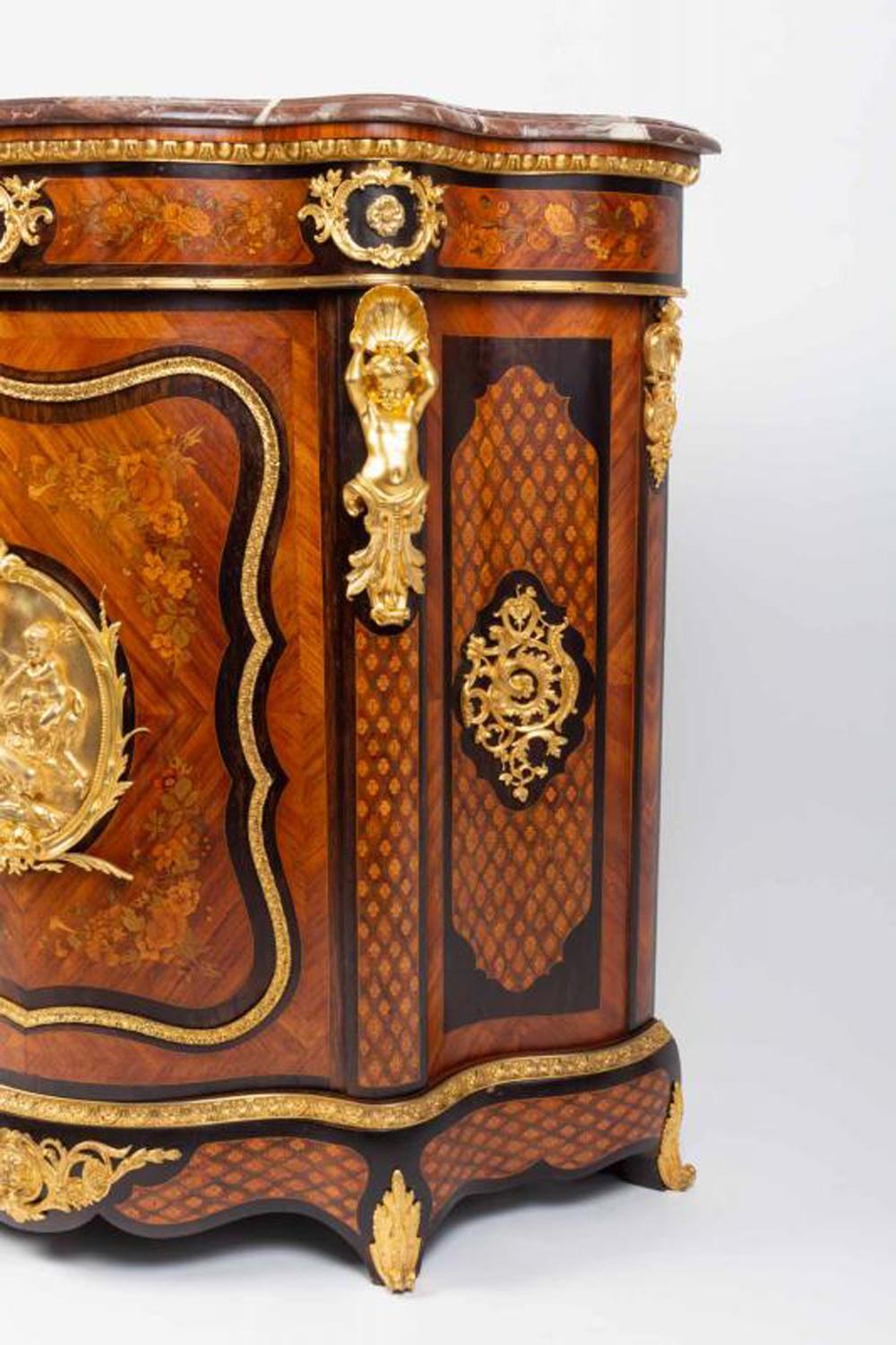 Napoleon III Curved Rosewood Veneer and Inlaid Height Stand Furniture