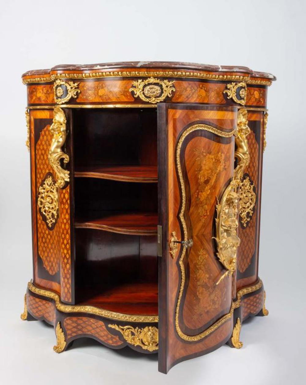 Curved Rosewood Veneer and Inlaid Height Stand Furniture In Good Condition In Saint-Ouen, FR