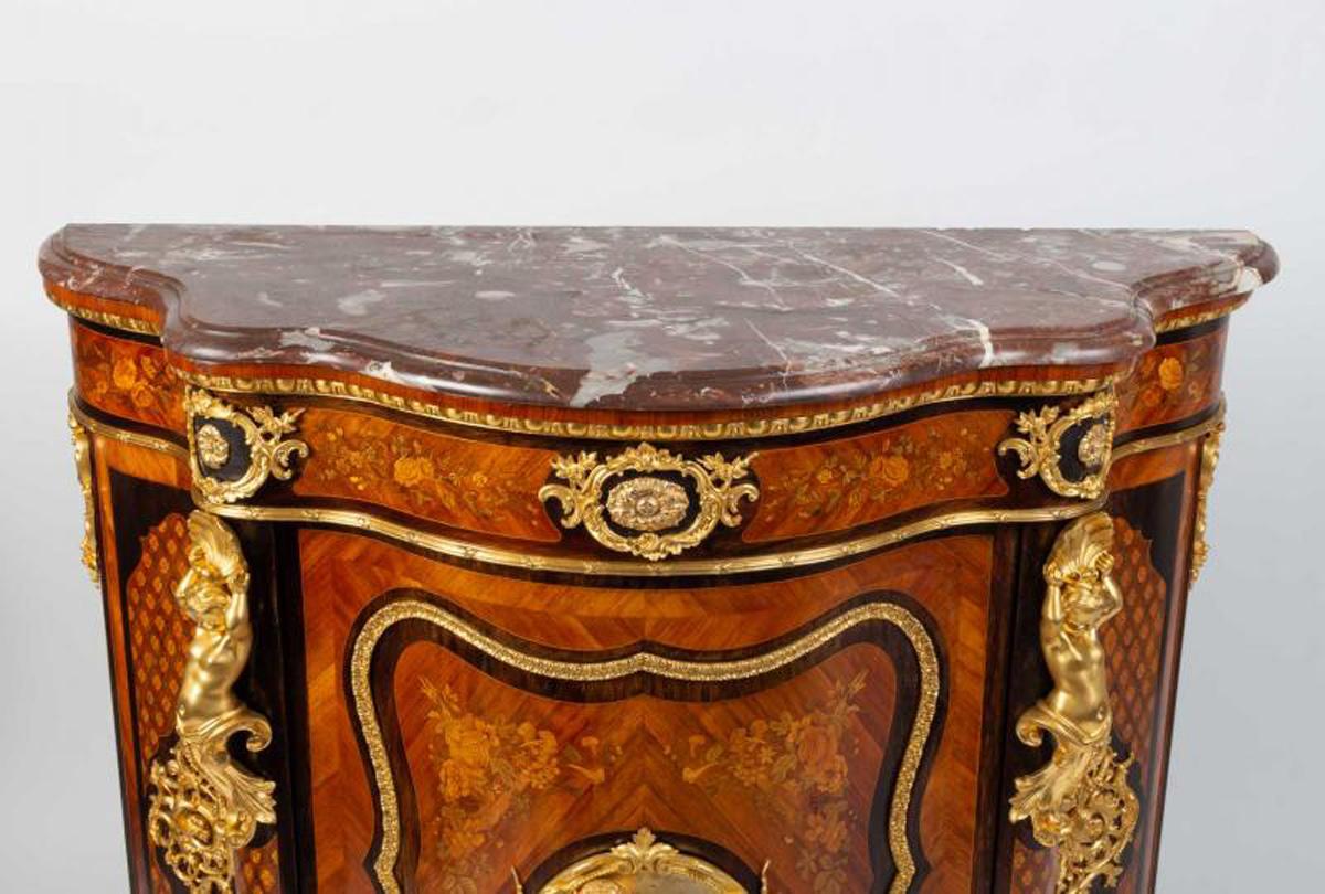 19th Century Curved Rosewood Veneer and Inlaid Height Stand Furniture