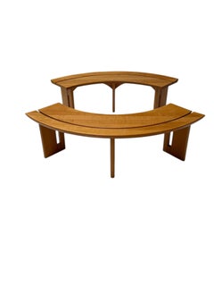 Curved S38A Benches by Pierre Chapo, Solid Beech, Mid-Century Modern