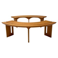 Curved S38A Benches by Pierre Chapo, Solid Beech, Mid-Century Modern