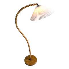 Curved Sculptural Art Deco Nutwood Ball Floor Lamp, France, 1940s