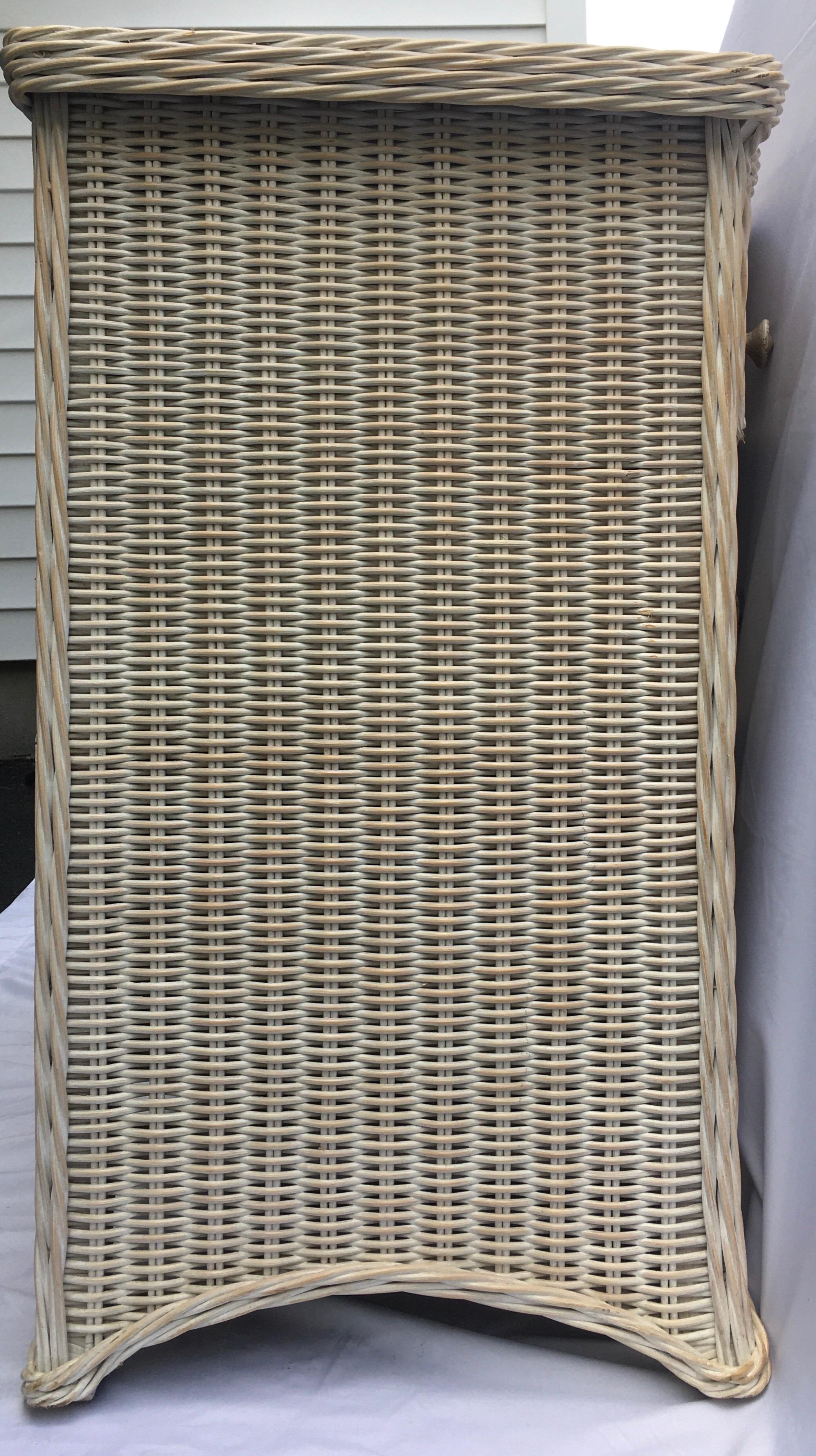 Mid-Century Modern Curved Serpentine Draped Wicker Chest of Drawers