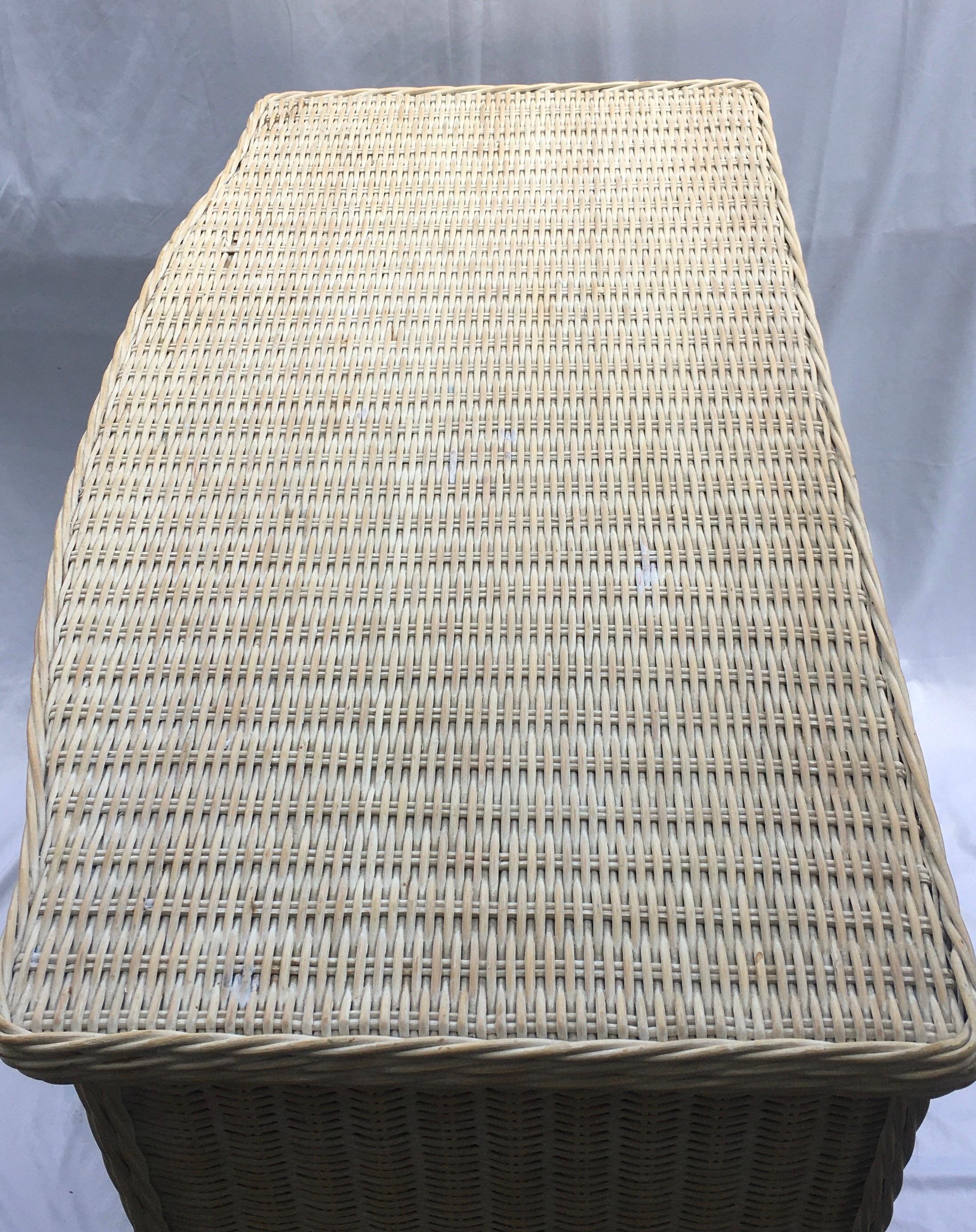 20th Century Curved Serpentine Draped Wicker Chest of Drawers